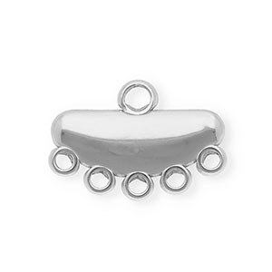 BY31&reg; Stainless steel findings connector semi-oval with 6 loops Silver