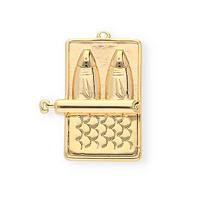 BY31&reg; Eco-brass metal charms canned sardines Gold