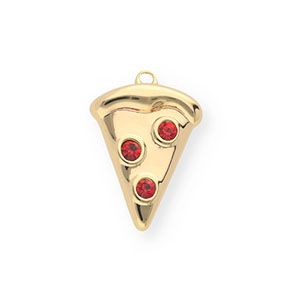 BY31&reg; Eco-brass metal charms pizza slice Gold-Red
