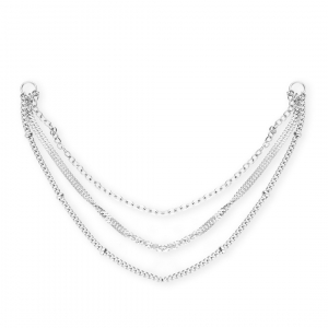 BY31&reg; Stainless steel triple layer belcher chain charms / connector Silver