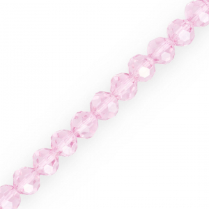 Round top faceted beads 6 mm Light Pink