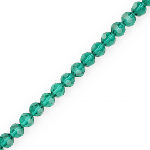 Round top faceted beads 6 mm Teal Green