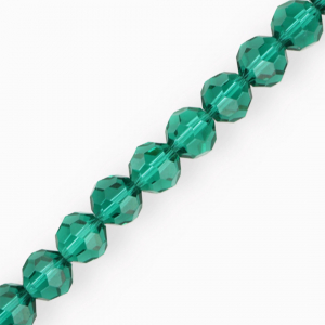 Round top faceted beads 12 mm Teal Green