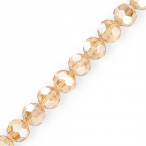 Round top faceted beads 16 mm Beige-Pearl Shine Coating