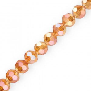 Round top faceted beads 14 mm Cognac-AB Coating
