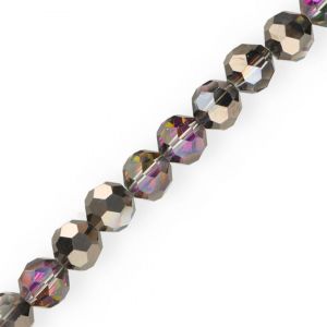 Round top faceted beads 14 mm Antracite-AB Coating