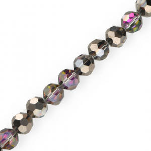 Round top faceted beads 16 mm Antracite-AB Coating