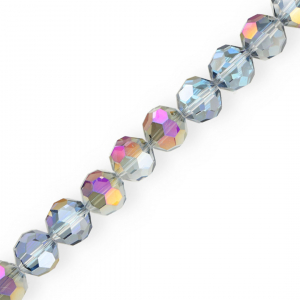 Round top faceted beads 16 mm Silver-AB Coating