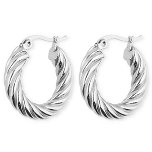 BY31&reg; Stainless steel earrings / creoles twisted Silver