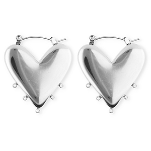 BY31&reg; Stainless Steel findings earrings&nbsp;/&nbsp;creoles heart with 5 loops Silver