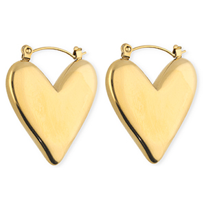 BY31&reg; Stainless steel earrings / creoles heart Gold
