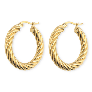 BY31&reg; Stainless steel earrings / creoles twisted Gold