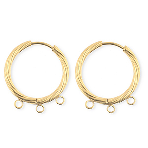 BY31&reg; Stainless Steel findings earrings&nbsp;/&nbsp;creoles twisted with 3 loops Gold