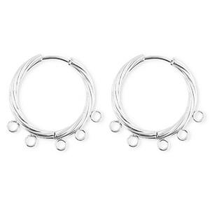 BY31&reg; Stainless Steel findings earrings&nbsp;/&nbsp;creoles twisted with 5 loops Silver
