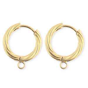 BY31&reg; Stainless Steel findings earrings&nbsp;/&nbsp;creoles twisted with loop Gold