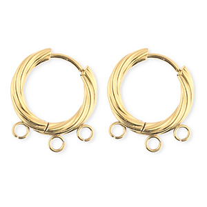 BY31&reg; Stainless Steel findings earrings&nbsp;/&nbsp;creoles twisted with 3 loops Gold