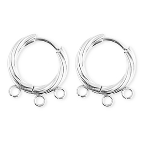 BY31&reg; Stainless Steel findings earrings&nbsp;/&nbsp;creoles twisted with 3 loops Silver