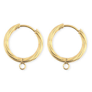 BY31&reg; Stainless Steel findings earrings&nbsp;/&nbsp;creoles twisted with loop Gold