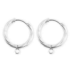 BY31&reg; Stainless Steel findings earrings&nbsp;/&nbsp;creoles twisted with loop Silver