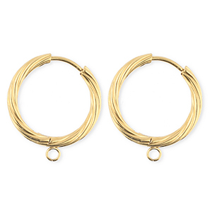 BY31&reg; Stainless Steel findings earrings&nbsp;/&nbsp;creoles twisted with loop Gold