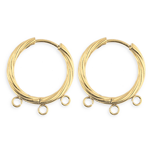 BY31&reg; Stainless Steel findings earrings&nbsp;/&nbsp;creoles twisted with 3 loops Gold