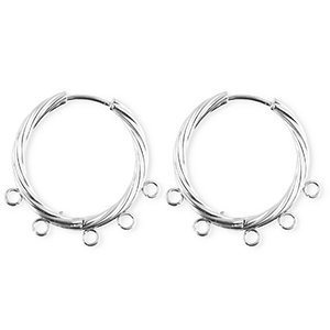 BY31&reg; Stainless Steel findings earrings&nbsp;/&nbsp;creoles twisted with 5 loops Silver