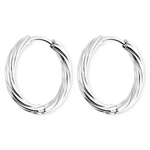 BY31&reg; Stainless steel earrings / creoles twisted Silver
