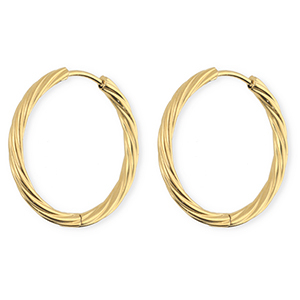 BY31&reg; Stainless steel earrings / creoles twisted Gold