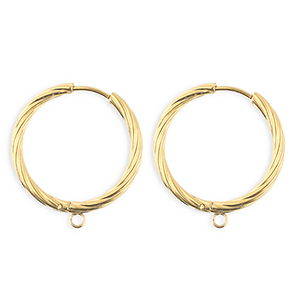 BY31&reg; Stainless Steel findings earrings&nbsp;/&nbsp;creoles twisted with loop Gold