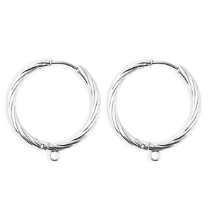 BY31&reg; Stainless Steel findings earrings&nbsp;/&nbsp;creoles twisted with loop Silver