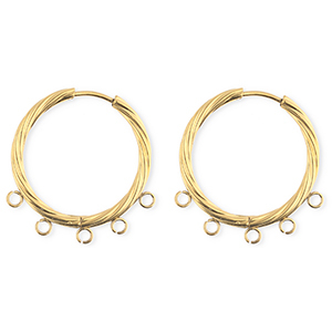 BY31&reg; Stainless Steel findings earrings&nbsp;/&nbsp;creoles twisted with 5 loops Gold