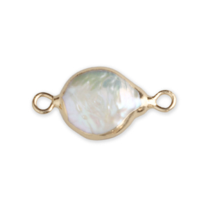 Imperfect freshwater pearls connector round Gold-Natural White