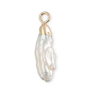 Imperfect freshwater pearls charm tooth Gold-Natural White