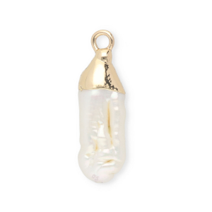 Imperfect freshwater pearls charm tooth Gold-Natural White
