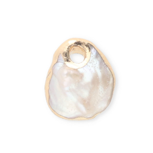 Imperfect freshwater pearls charm Natural White-Gold