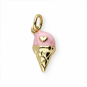 Brass TQ metal charms ice cream Gold-Light Pink