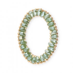 Top faceted charms oval Green-Pearl Shine Coating-Gold