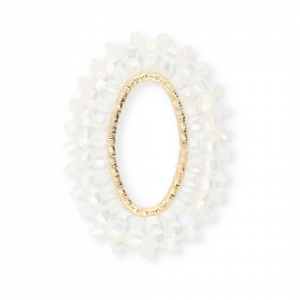 Top faceted charms oval White AB-Gold