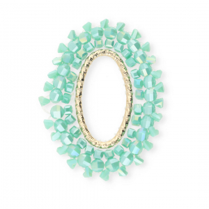 Top faceted charms oval Mint turquoise AB-gold