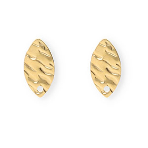 Stainless Steel findings earrings / earpins oval with loop Gold