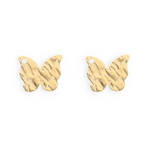 Stainless Steel findings earrings / earpins butterfly with loop Gold