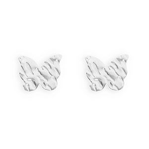 Stainless Steel findings earrings / earpins butterfly with loop Silver