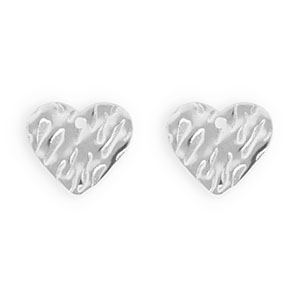 Stainless Steel findings earrings / earpins heart with loop Silver