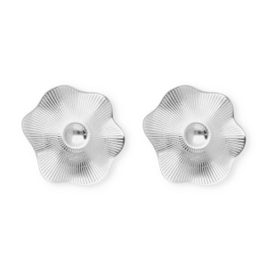 Stainless steel findings earrings&nbsp;/&nbsp;earpins flower with loop Silver