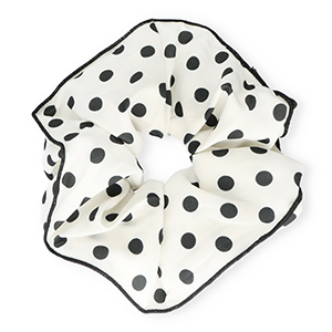 Scrunchie hair tie XL dots White-Black