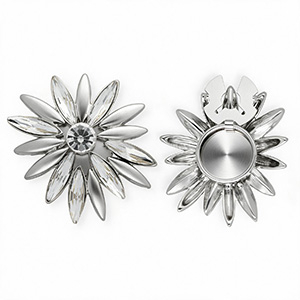 Button covers flower Silver-Crystal