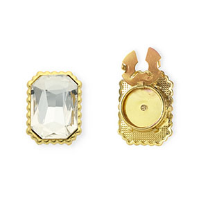Button covers rectangle faceted Gold-Crystal