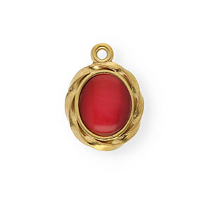 Stainless steel charms with enamel oval Gold-Red