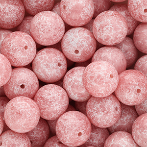 14 mm glass beads Vintage Pink-White
