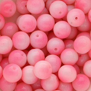 12 mm glass beads Bubble Gum Pink-White